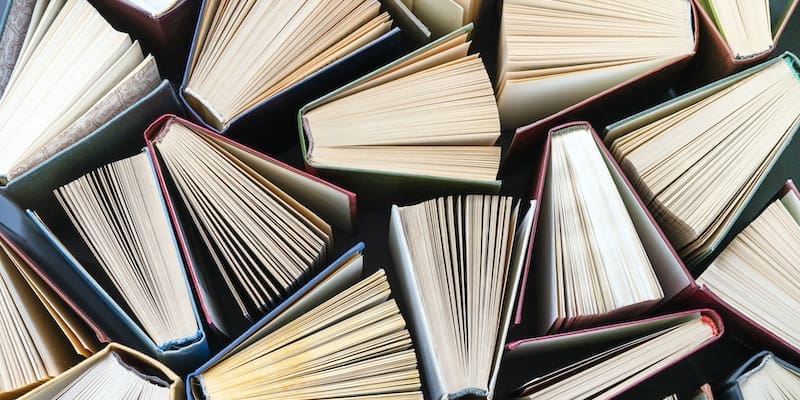 Banner with books. Business and education background. Back to school concept